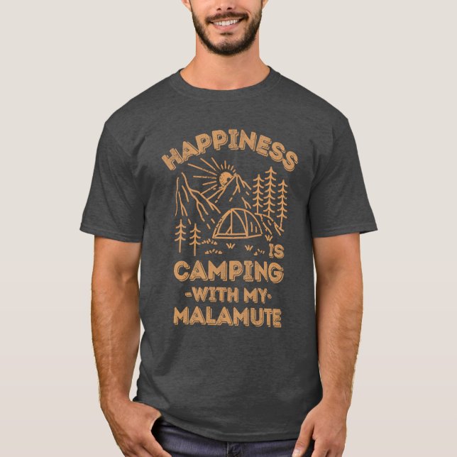 Camping with malamute retro T-Shirt (Front)