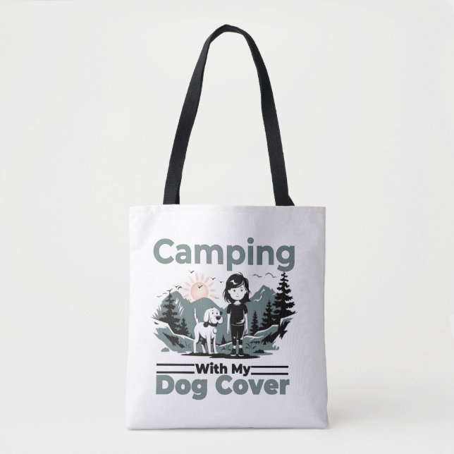 Camping with My Dog Reusable Tote Bag (Front)