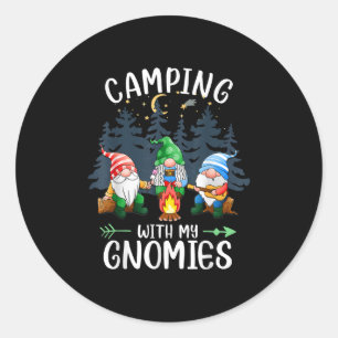 Camping With My Gnomies Funny Gnome Camp Women Men Classic Round Sticker