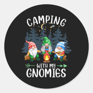 Camping With My Gnomies Funny Gnome Camp Women Men Classic Round Sticker