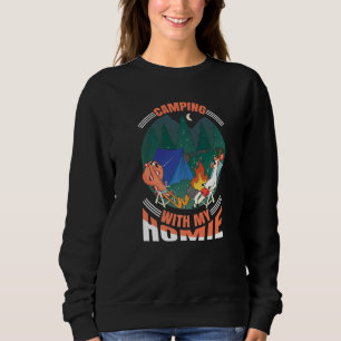 Camping With My Homie Unicorn Flamingo Nature Camp Sweatshirt