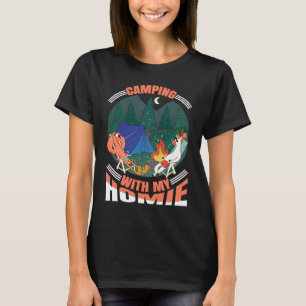 Camping With My Homie Unicorn Flamingo Nature Camp T-Shirt
