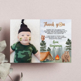 Camping Woodland Birthday Party Thank You Card