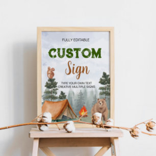 Camping Woodland Forest Custom Table Sign