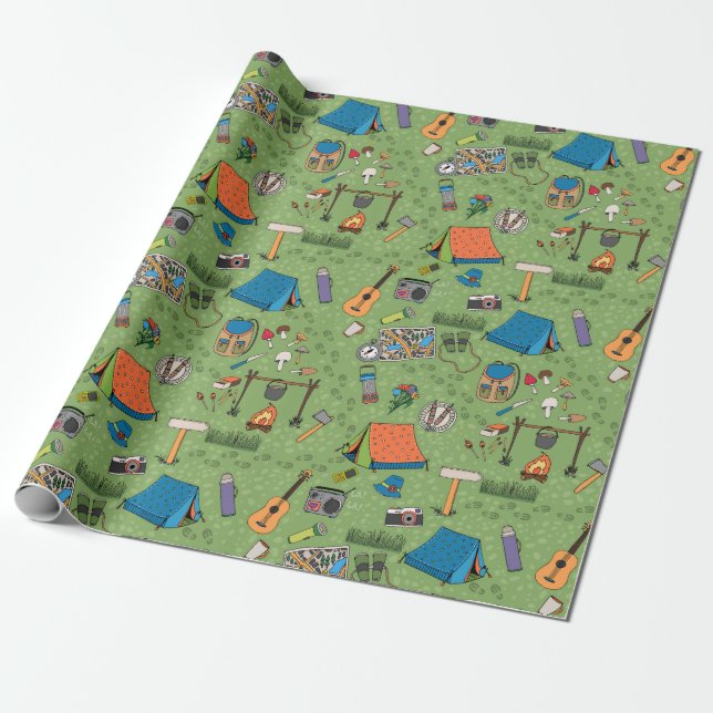 Camping Wrapping Paper (Unrolled)