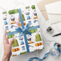 Camping Wrapping Paper, Hiking Gift Wrap