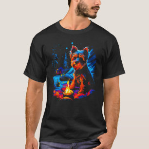 Camping Yorkie Dog Yorkshire Terrier T-Shirt