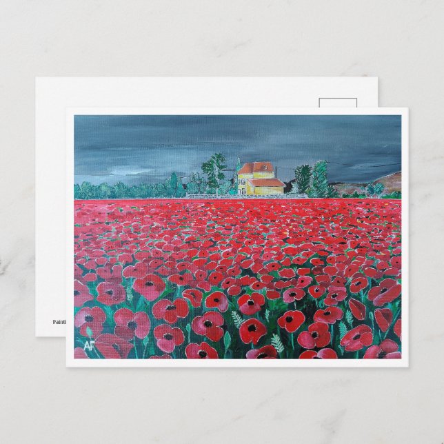 Campo de Amapolas Painting by Alfred Fox Postcard (Front/Back)
