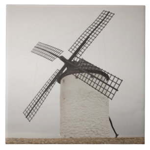 Campo de Criptana, antique La Mancha windmills Ceramic Tile