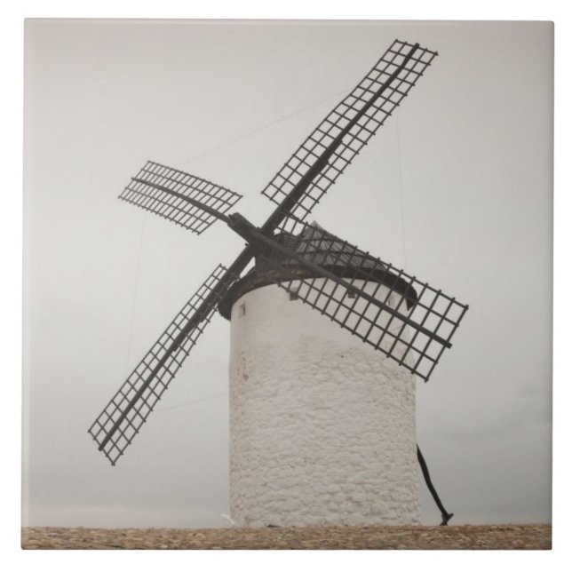 Campo de Criptana, antique La Mancha windmills Ceramic Tile (Front)
