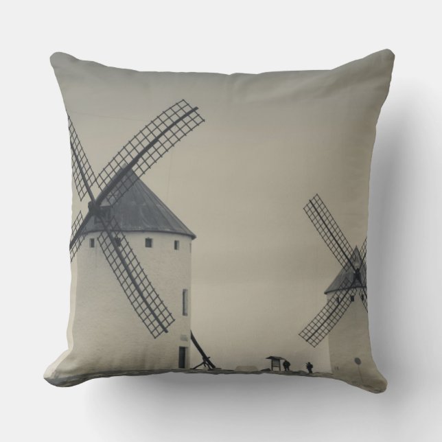 Campo de Criptana, antique La Mancha windmills Cushion (Front)