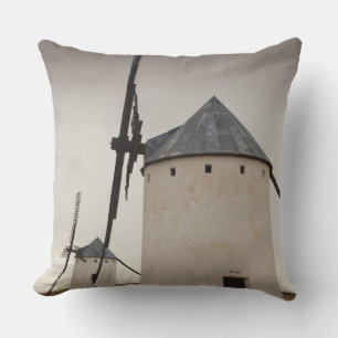 Campo de Criptana, antique La Mancha windmills Cushion