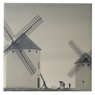Campo de Criptana, antique La Mancha windmills Tile