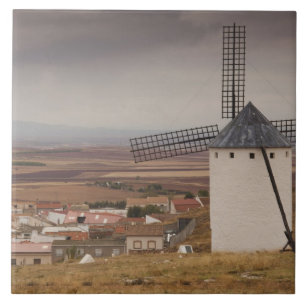 Campo de Criptana, antique La Mancha windmills Tile
