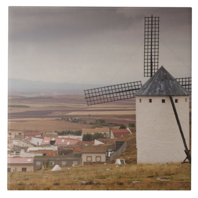 Campo de Criptana, antique La Mancha windmills Tile (Front)