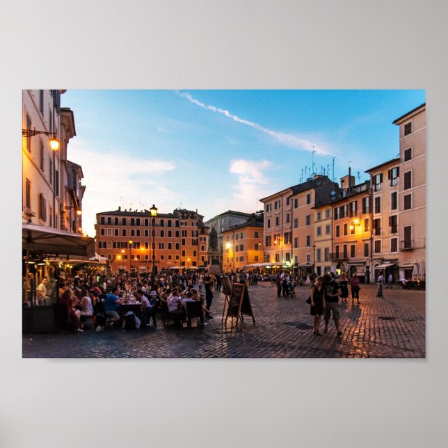 Campo de Fiori at sunset, Rome, Italy, Poster (Front)