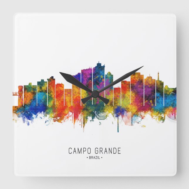 Campo Grande Brazil Skyline Square Wall Clock (Front)