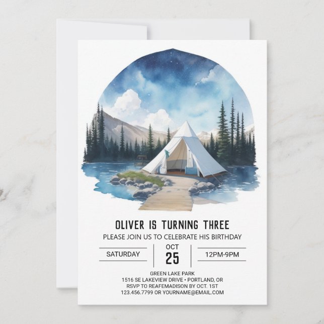 Campout under the Starlit Sky Birthday Invitation (Front)