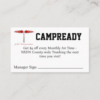 CAMPREADY Coupon Business Card