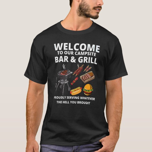 Campsite Bar & Grill Family Cookout Barbeque Gathe T-Shirt (Front)