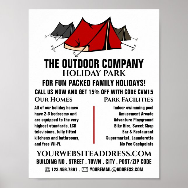 Campsite, Holiday Park Advertising Poster (Front)