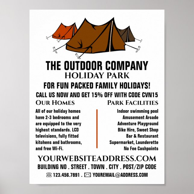 Campsite, Holiday Park Advertising Poster (Front)