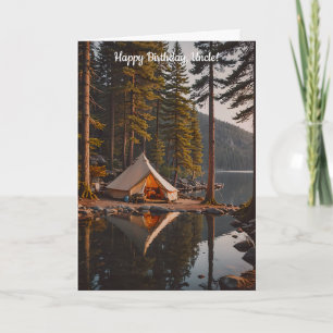 Campsite with a Tent beside a Lake Birthday Card