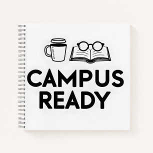Campus Ready   Coffee & Books Line Art Notebook