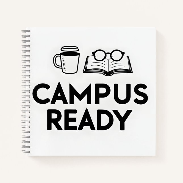 Campus Ready | Coffee & Books Line Art Notebook (Front)