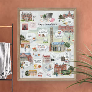 Campus Survival Guide   Funny College Student Gift Poster