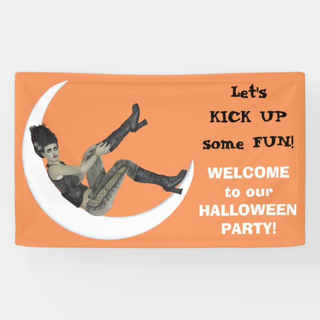 Campy Frankenstein Mama Halloween Party Banner (Horizontal)