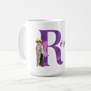 Campy Purple Shimmer Illustrated Letter R  Coffee Mug