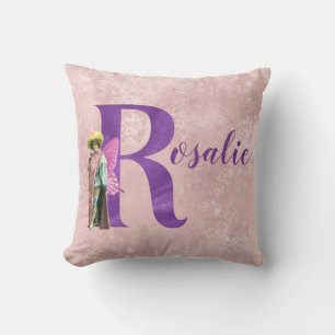 Campy Purple Shimmer Illustrated Letter R   Cushion