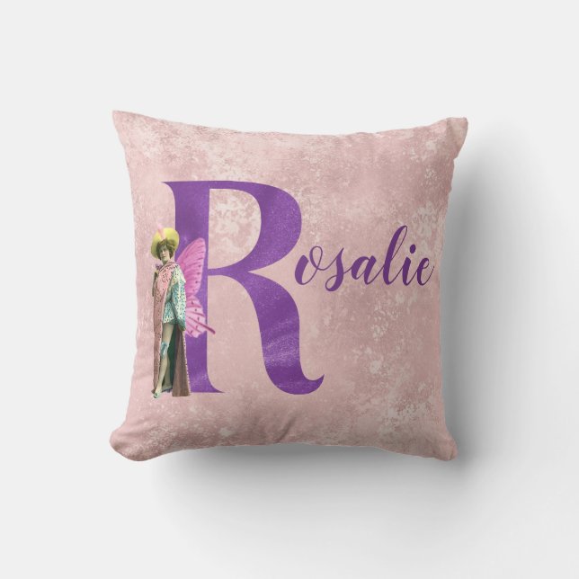 Campy Purple Shimmer Illustrated Letter R   Cushion (Front)