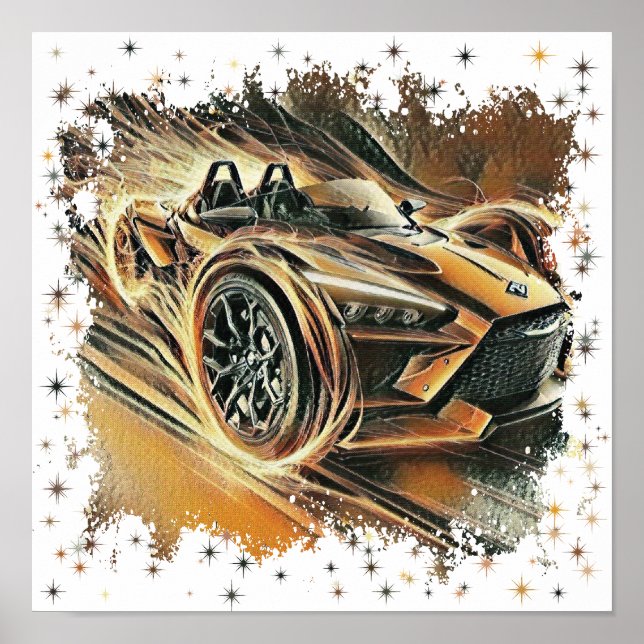 can am High-Speed Orange Supercar Poster (Front)