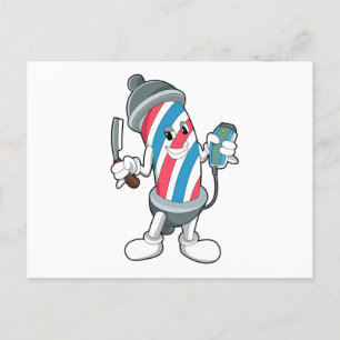 Can as Hairdresser with Razor Postcard