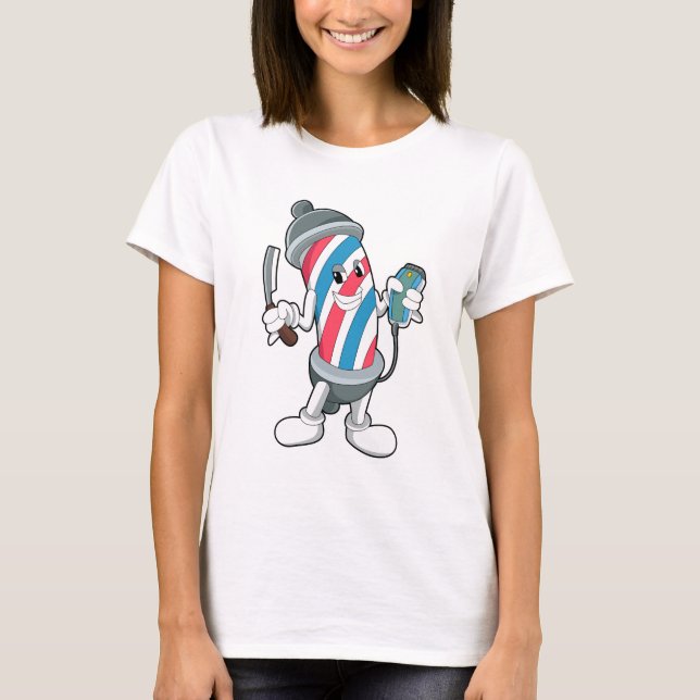 Can as Hairdresser with Razor T-Shirt (Front)