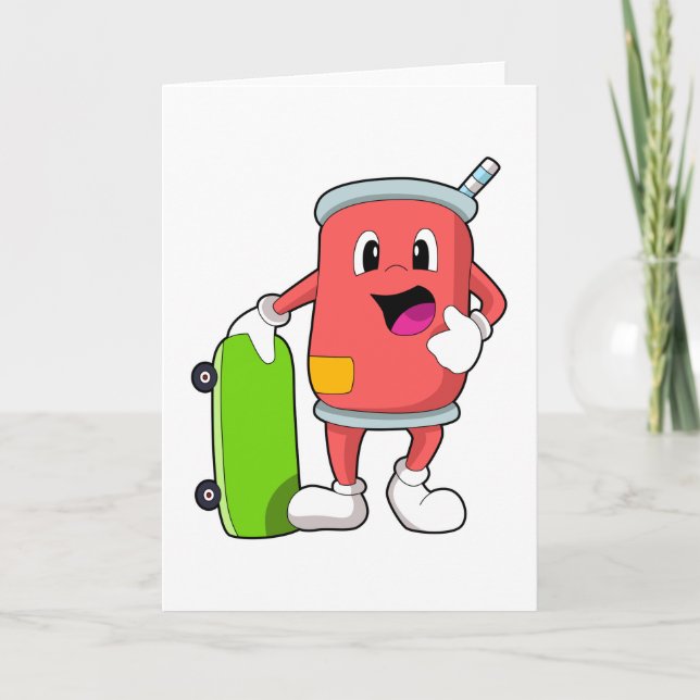 Can as Skater with Skateboard Card (Front)