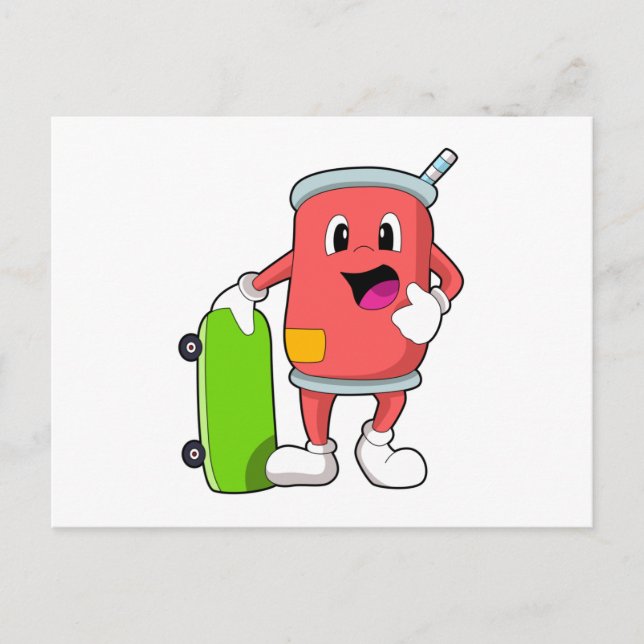 Can as Skater with Skateboard Postcard (Front)