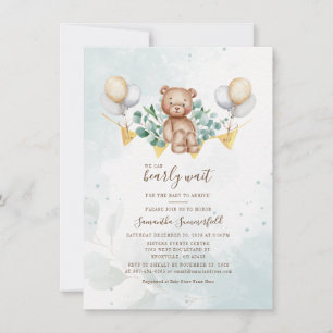 Can Bearly Wait Eucalyptus Watercolor Baby Shower Invitation