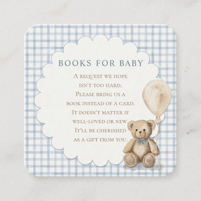 Can Bearly Wait Teddy Bear Books for Baby Shower Enclosure Card (Front)