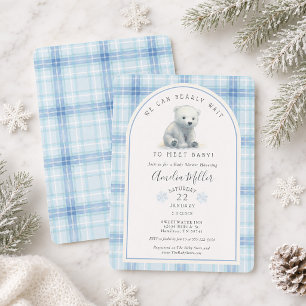 Can Bearly Wait Winter Cute Polar Bear Baby Shower Invitation
