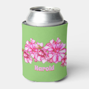 Can/Bottle Cooder - Geraniums with Name Can Cooler