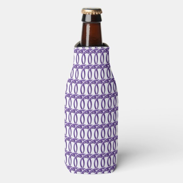 Can/Bottle Cooler - Interlocking Purple Rings (Bottle Front)