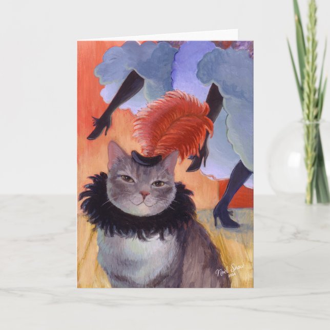 Can-Can Cabaret Dancer Cat Card (Front)