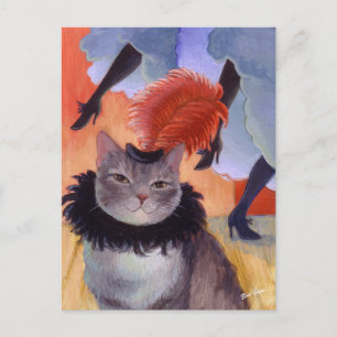 Can-Can Cabaret Dancer Cat Postcard