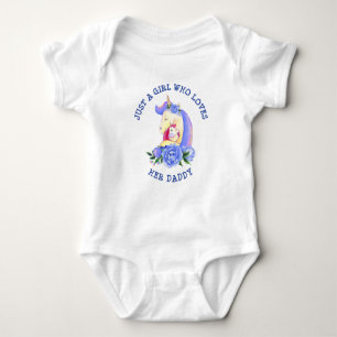 Can Change Text Girl Who Loves Her DAD Unicorn Baby Bodysuit