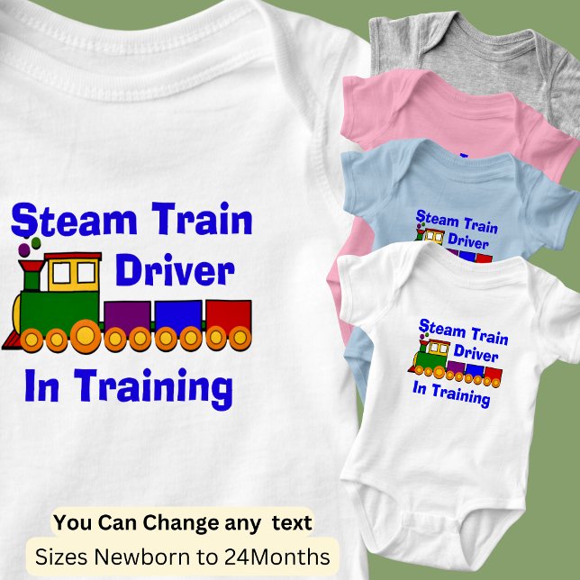 Can Change Text, Steam Train Driver in Training Baby Bodysuit (Creator Uploaded)