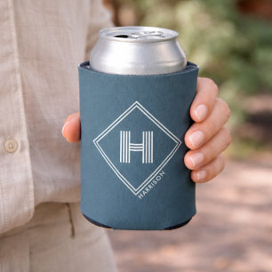 Can Cooler Modern Geometric Monogram Initial
