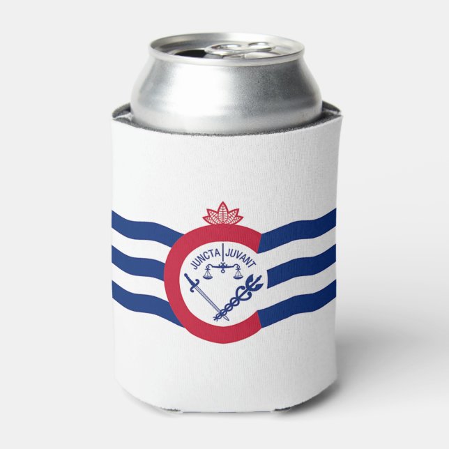 Can Cooler with flag of Cincinnati City, USA (Can Front)